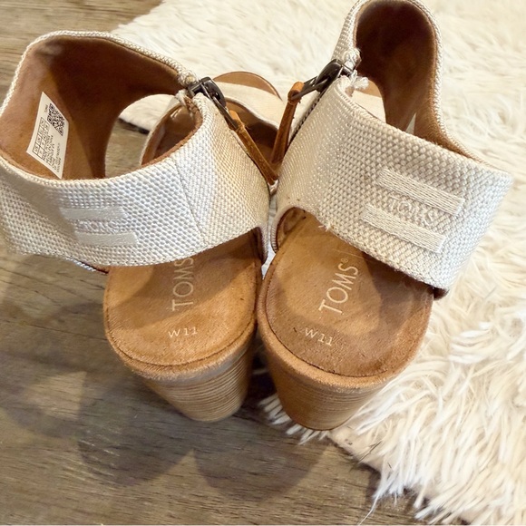 Toms Majorca Cream Linen Block Heel Sandal 11 Spring Summer Resort Europe - Picture 7 of 9